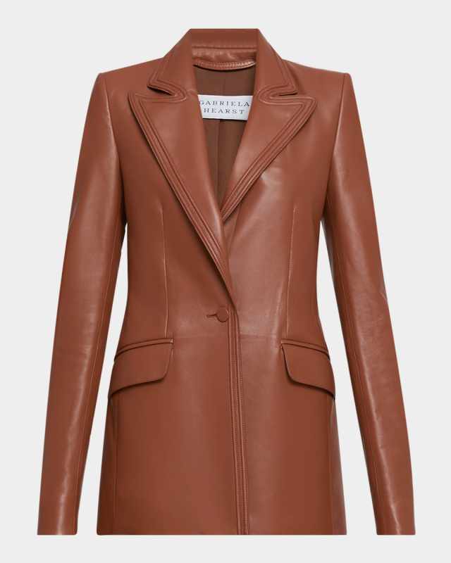 Isara Leather Single-Breasted Blazer